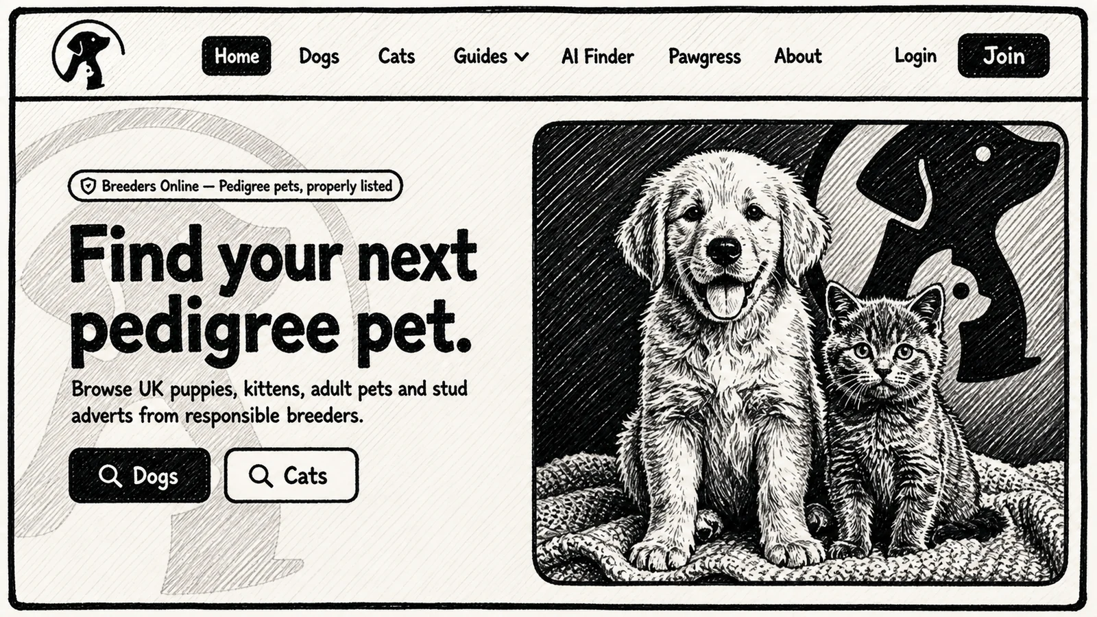 Breeders Online marker-pen website project view